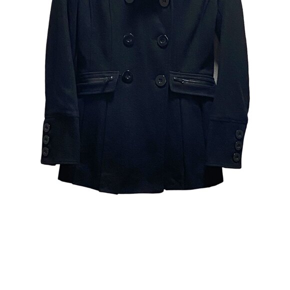 Moda International Peplum Wool Peacoat Black Size XS Y2K Vintage Minimalist Cozy - Picture 5 of 12